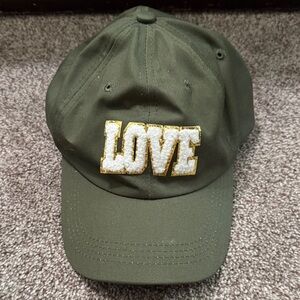 Olive Green Cap with LOVE Patch